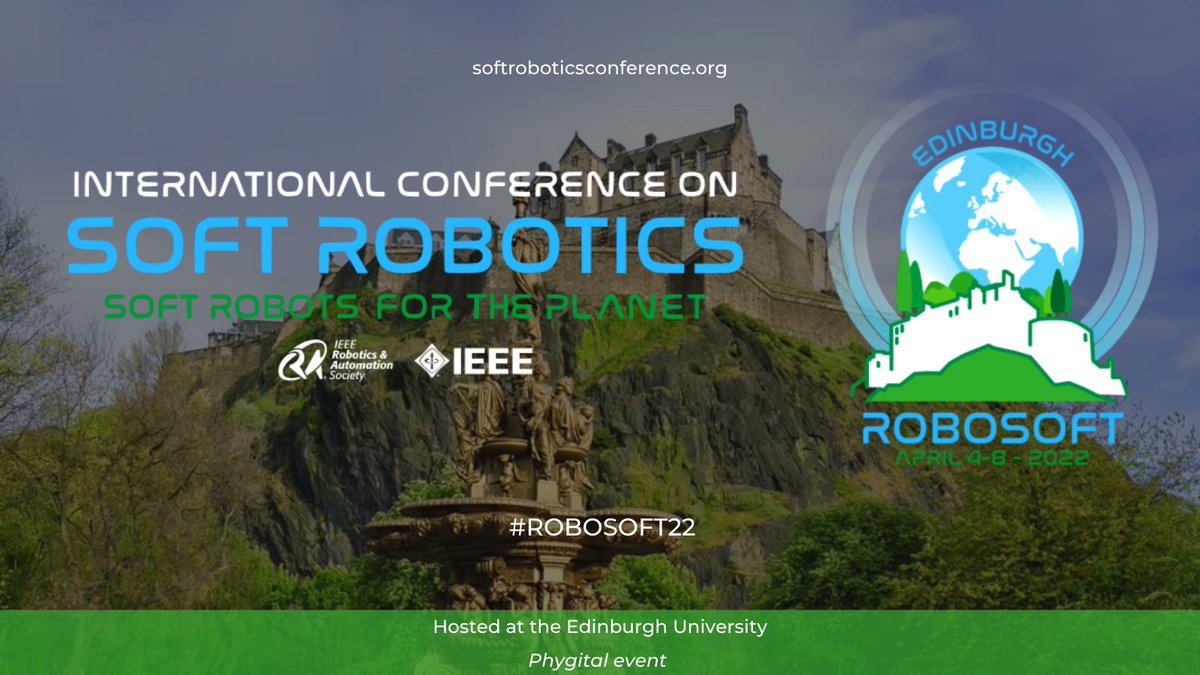 The annual Soft #Robotics #conference is approaching! There is still time to register to #robosoft22: lnkd.in/ec6hNZdW In person or virtually, we want you! @robosoft22