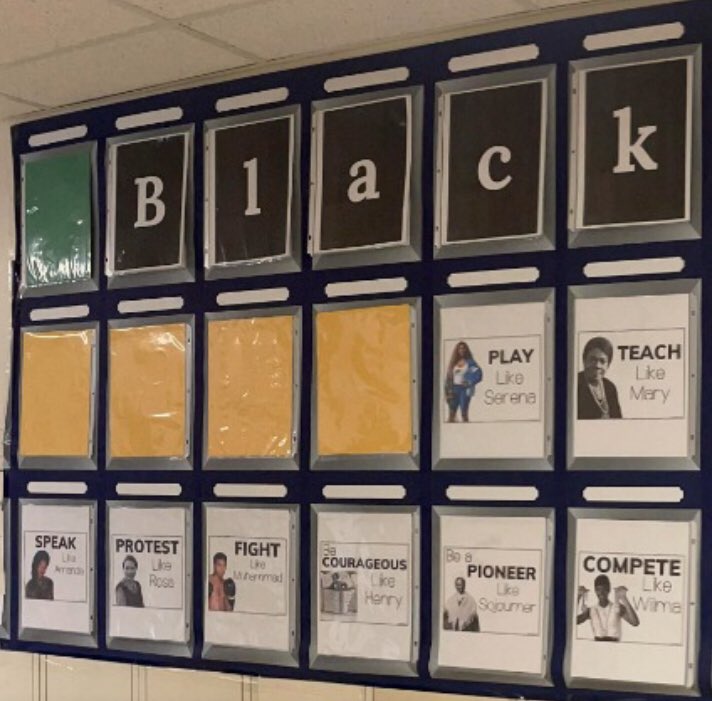 A beautiful Black Excellence display from Mr. Nedell’s class hanging in on Junior Hallway.