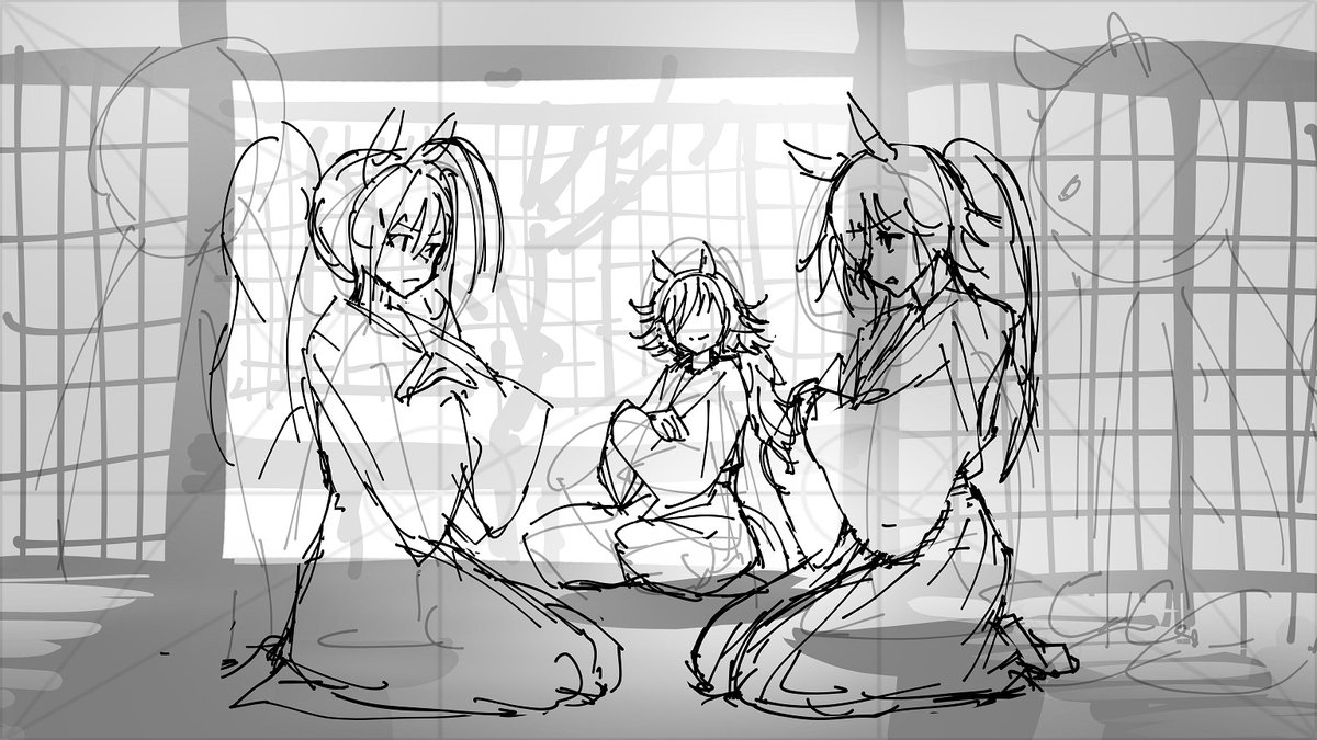 ラフの出来具合でどちらかを描きます。 