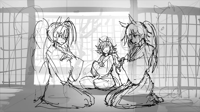 ラフの出来具合でどちらかを描きます。 