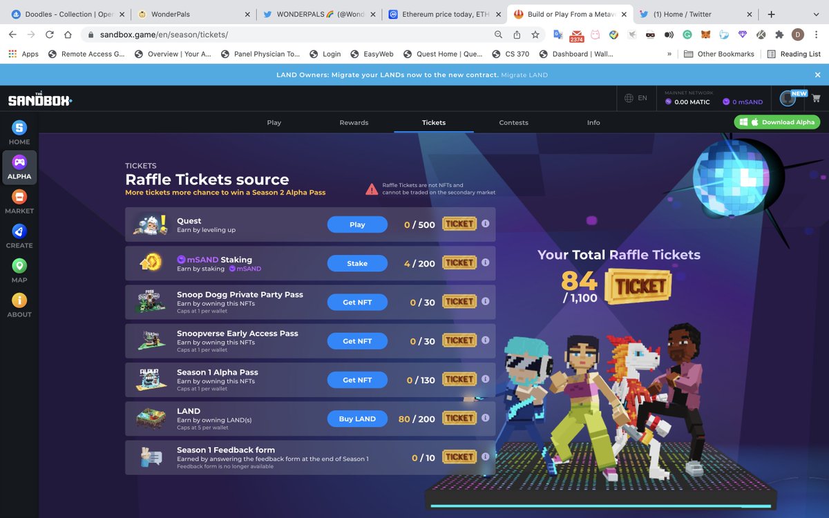 DaolaQ's tweet photo. @TheSandboxGame I just participated in the daily #SandboxAlphaS2Contest for a chance to earn up to 1,000 $SAND! Starting March 9 -  Show your Raffle Tickets. Check out my screenshot below! 👇 #SandboxAlphaS2 https://t.co/kwYCJ5Brw7