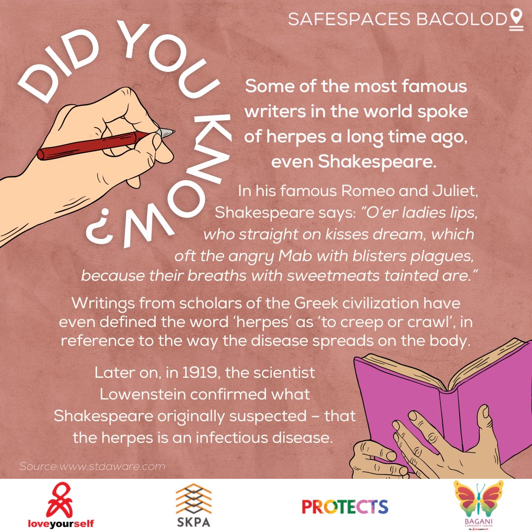 safespacesbcd's tweet photo. ๐๐๐ ๐ฌ๐ข๐จ ๐๐ก๐ข๐ช?
Even back then, writers and poets were aware of herpes, and even included them in their literary pieces!
#safespacesbcd #safespacesph #baganibcd #baganicares #loveyourselfph https://t.co/bmysG9Yudc