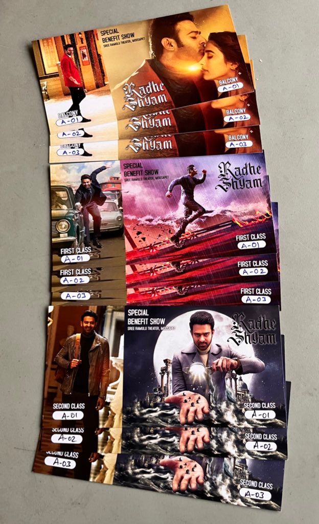 PrabhasRaju's tweet photo. First Ever Earlier Benefit Show for #Radheshyam at Sreeramulu Theatre Moosapet, Hyderabad.
 
Witness the war between Love 
and Destiny 🤜❤️🤛
Going to witness our Darling #Prabhas on Big Screen 📽️
For Tickets Contact : +91 90005 07115 https://t.co/uwStkJ5x5p