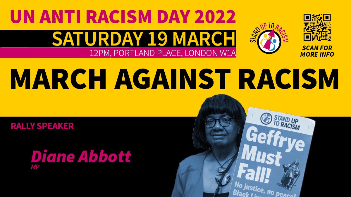 wfpb4p's tweet photo. Diane Abbott MP is the first black woman elected to  and the longest-serving black MP in the House of Commons.
We are honoured to have Diane rally with us for #UNAntiRacismDay.
#MarchAgainstRacism
@The_TUC @AntiRacismDay #AllRefugeesWelcome #Unions4Unity #UnionsAgainstRacism https://t.co/j23HNeWhJF