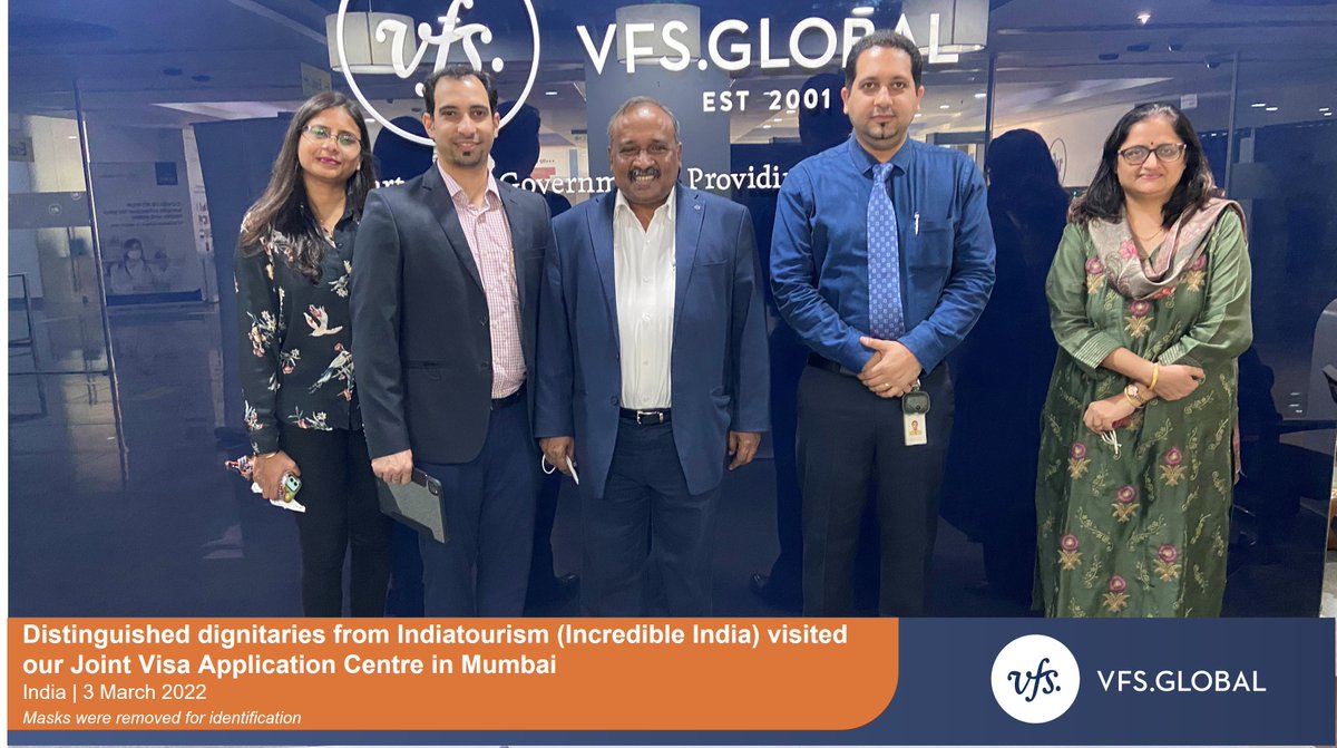 VFSGlobal's tweet photo. Mr. Venkatesan Dhattareyan, Regional Director (West &amp; Central region) and Ms. Malti Dutta, Assistant Director from the Indiatourism @incredibleindia, visited our Visa Application Centre in Mumbai on 3 March 2022. Here is a snapshot of the visit. https://t.co/R1LrehTGLA