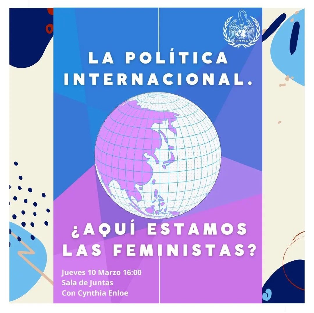 por cierto, hoy tenemos de nuevo en la Facultad a Cynthia Enloe, un auténtico lujazo por parte de <a href="/UCMMUN/">UCM MUN</a> 🤩

16hrs, sala de juntas 👇🏼