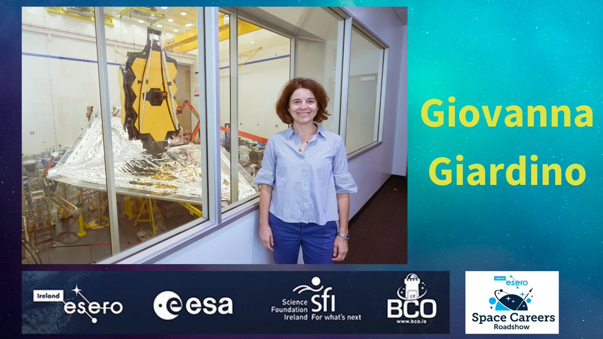 Esero_ie's tweet image. Our next speaker, Giovanna Giardino is now discussing her journey in her career.

She is an Instrument Scientist and is part of the ESA JWST team!

#SpaceCareersRoadshow

@ESA_Webb