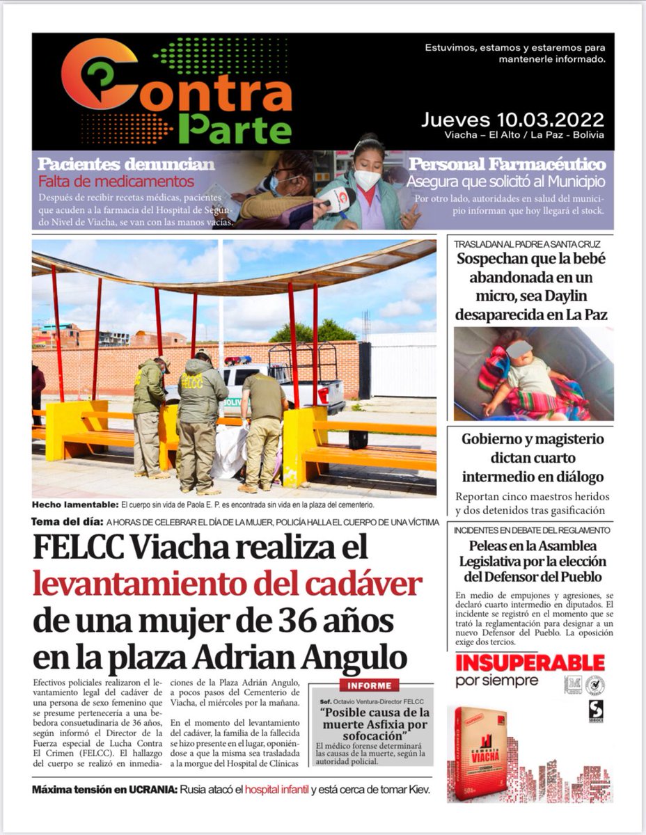 ContraParteB's tweet photo. #ContraParte #deÚltimo le presentamos la portada para hoy 10 de marzo. https://t.co/xCInSuGurv