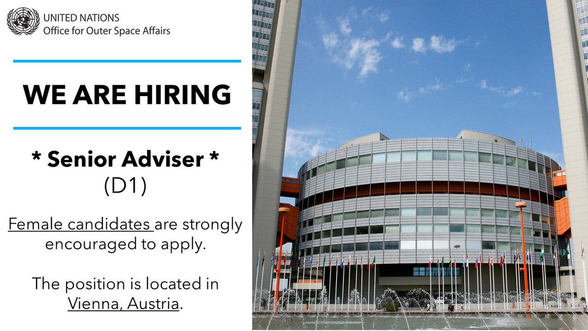 We are looking for a Senior Adviser.

#Job requirements?

➡️15 years of experience in #space science &amp; education
➡️Supervised &amp; managed activities &amp; projects in intl. setting
➡️Fluent in English

Ticked all the boxes? Apply today! Deadline is 17 March.

ow.ly/M7yQ50IfJ1A