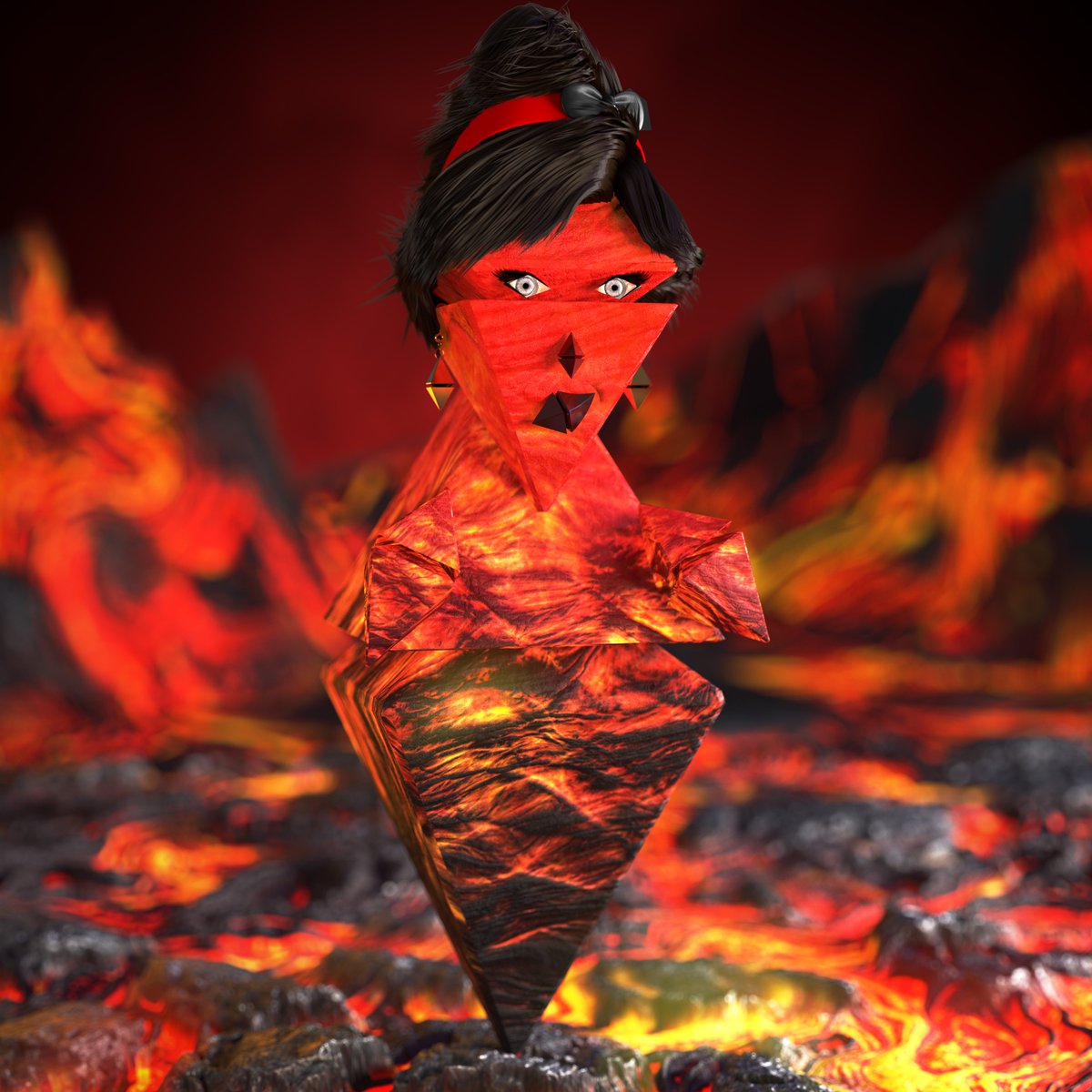 nftlovernft's tweet photo. @pranksy @CyberBrokers_ Hello @pranksy
I am a 3d artist and did this 1/1 @peopleeum for you.
I tried to use extrusive igneous rocks and lava, which for me is a symbol of strength and hardness. 

Please let us know if we can mint this and send it to you 💜
#NFTs #WomeninNFTs #PowerofWomenNFT #Peopleeum https://t.co/K1RwI1OgPv