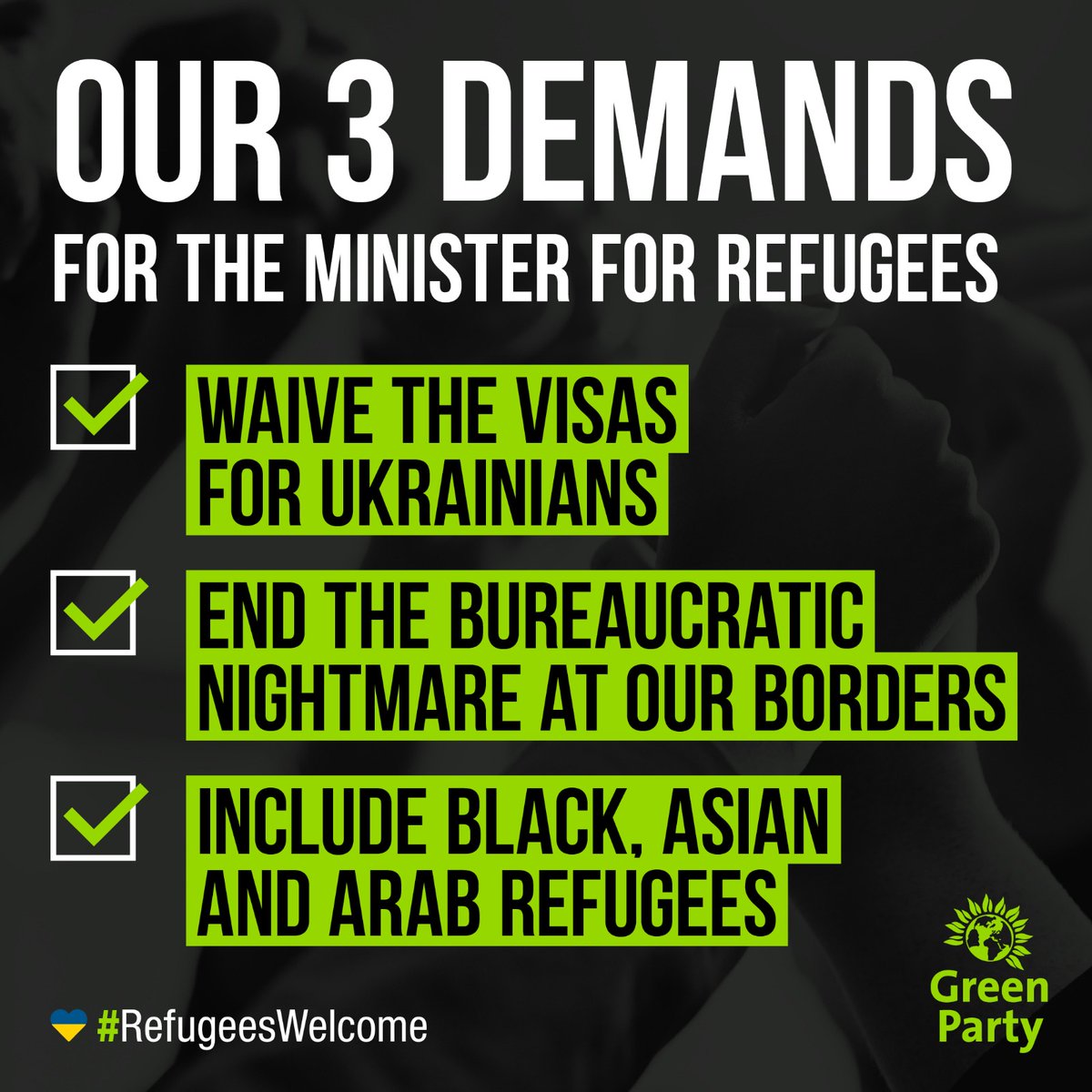 🇺🇦 Our 3 demands for the Minister for Refugees.

#StandWithUkraine #RefugeesWelcome