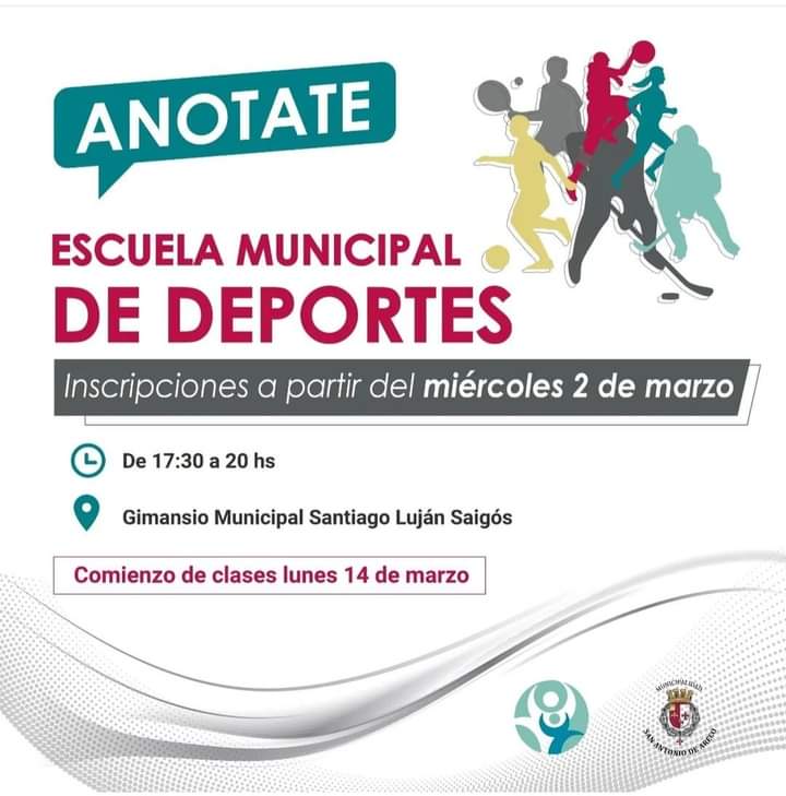 ¡Ya están abiertas las inscripciones para la Escuela Municipal de Deportes ! 🤾‍♀️🤸⛹‍♀️ ➡️ Acércate al Gimnasio Municipal Santiago Luján Saigos para conocer toda la propuesta de clases y horarios. @municipioareco @MiguelAmadeoh @fagnanimariana @CarinaLescano @NelaPazzaglia