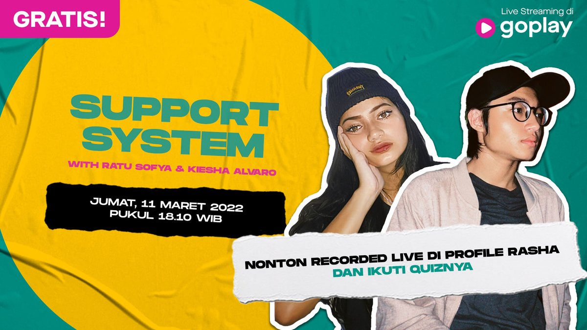 EverywhereID's tweet photo. Penasaran sama support system-nya Rasha? Yuk langsung aja ngobrol bareng Ratu & Kiesha, besok jam 18.10 WIB! Jangan lupa juga untuk nonton recorded live Rasha biar bisa menangin hadiah โistimewaโ! โจ
๐
https://t.co/zG7i1HD1VY
#RatuSofya #KieshaAlvaro #Rasha https://t.co/hN5i34KBmJ