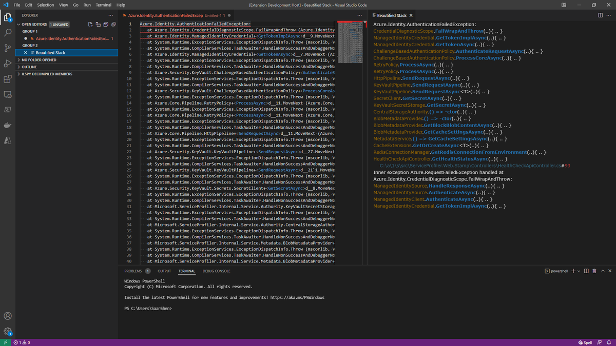 SaarShen's tweet photo. I am quite excited about a VSCode Extension that my friend & I are building. It definitely needs polish but I just can't wait to share this. #vscode #dotnet #dotnetcore #dotnetlovesme https://t.co/J5AfQCREec
