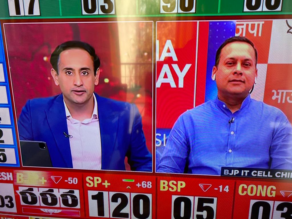 MnshaP's tweet photo. 'My condolences to Rajdeep…it must be sad day for him. He can take heart in Punjab results’: Amit Malviya.

Rajdeep hits back saying read my piece in HT that predicted a BJP win in UP. ‘Just because I am not Godi media don't question my journalism.’ Rahul says let’s not fight. https://t.co/oR1wrn2ej3