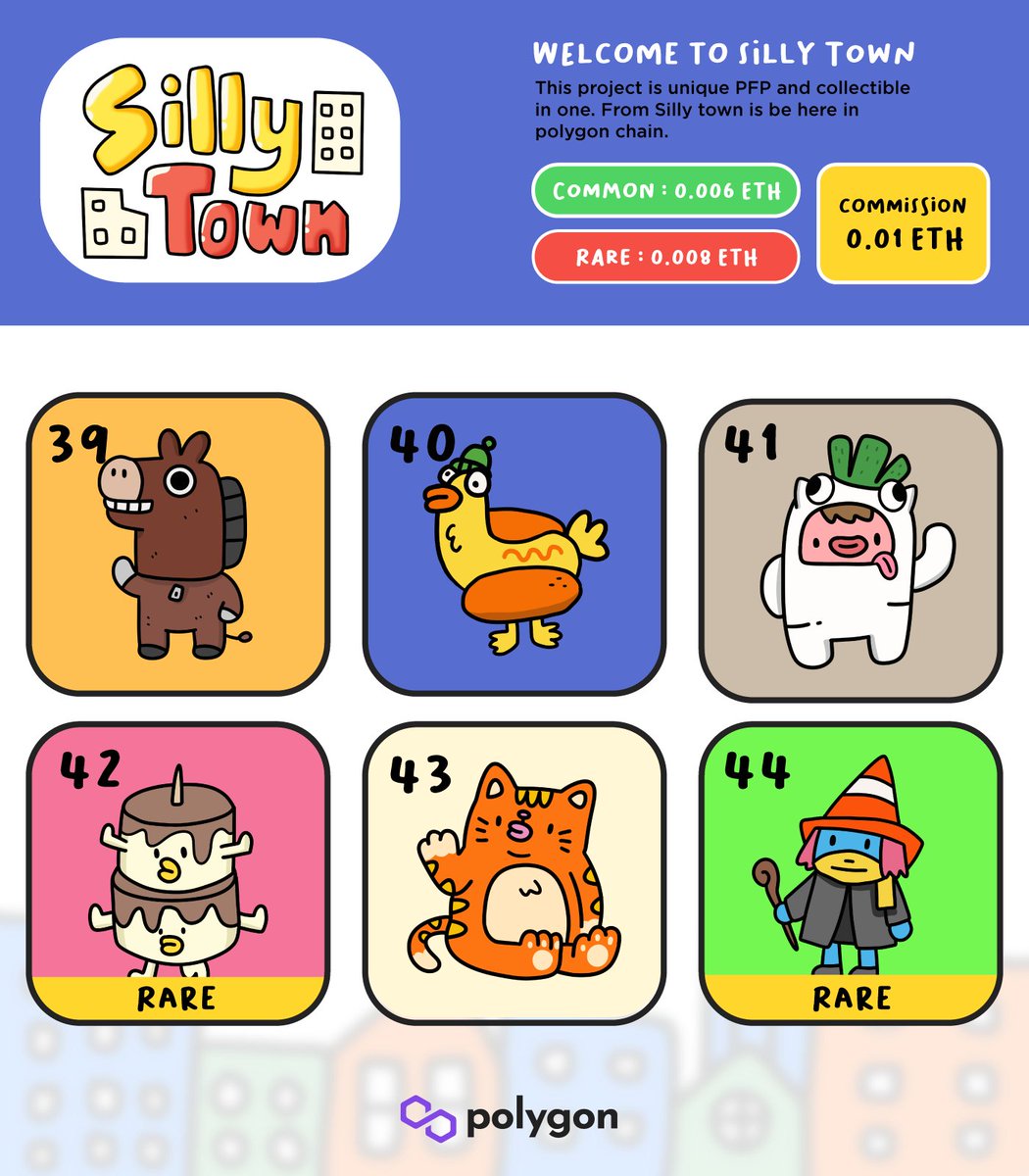 Yo!!! everyone. I'm back😉
After doing another project I have come back to make a collection of Silly town again.🏨

- Silly Town will update more details soon.

Drop this Friday the 11 / 3/2022 GMT+7 
In Polygon chain (No gas fee)👾

Pls stay tune.
🔗opensea.io/collection/sil…