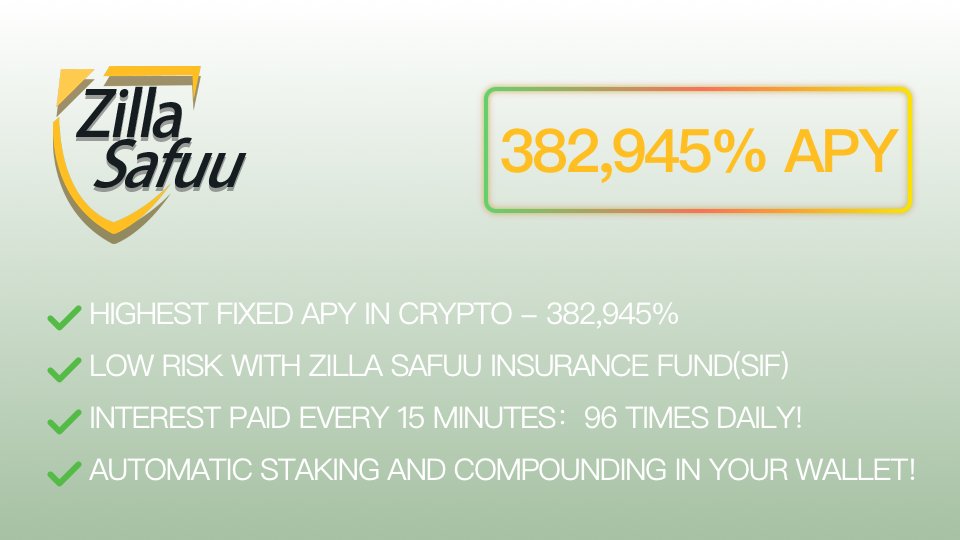 ZillaSafuu's tweet photo. 💸 Turn $1,000 into upto $3,830,454 in 12 months!
💰 382,945 Fixed APY.
👉Click here > https://t.co/pLK6DR6Pyu
#ZillaSafuu #SAFUU  #SAFUUARMY #BSCGem #bscgems #BSCGemAlert #BSCGemsAlert #BSCGemsx100 #BSCGemsx1000x https://t.co/5EmpCFgC55