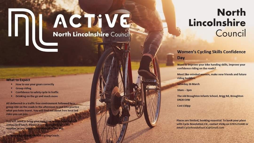 BreezingVix's tweet photo. Do you live in N.Lincs? 
Cycle Confidence for ladies on Saturday 26th March. https://t.co/TuIaVWtzeV