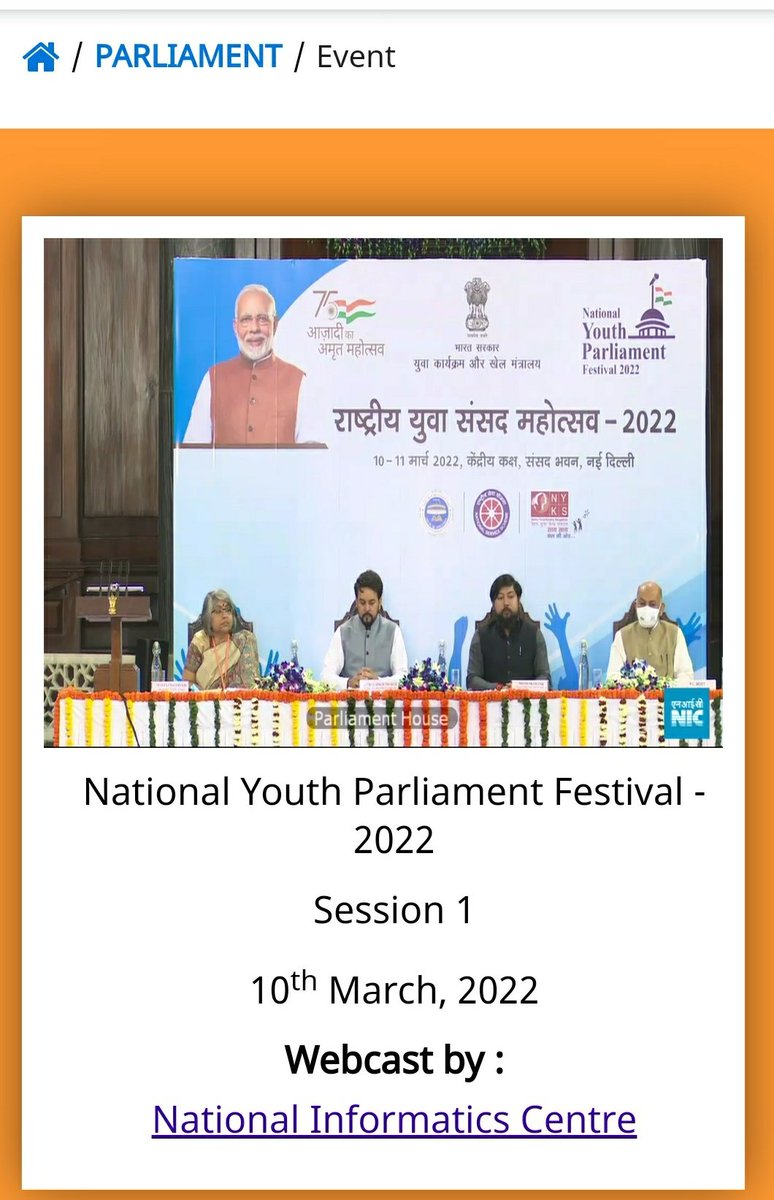 National Youth Parliament Festival 2022 Really inspiring moments 🙂 Jai Hind 🇮🇳 @YASMinistry @PMOIndia @ianuragthakur @NSSRDBhopal @_NSSIndia @SamarendraS21 @askabir_ @LahariRatri