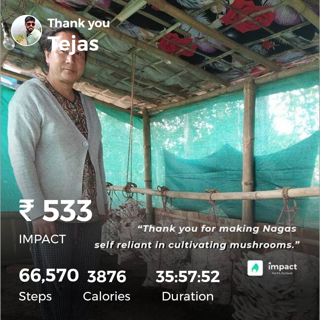 tejasmishra1997's tweet photo. I donated my steps 2 make tribal communities of Nagaland self-reliant in farming mushrooms.
Thanks to #SBI for matching my steps with money.
Impact app tracks steps &amp; converts them into money for charity, donation.
Thank you #ImpactApp.✅
#tejasmishra1997
@TheOfficialSBI
@rblbank https://t.co/4WQ5GI7p33
