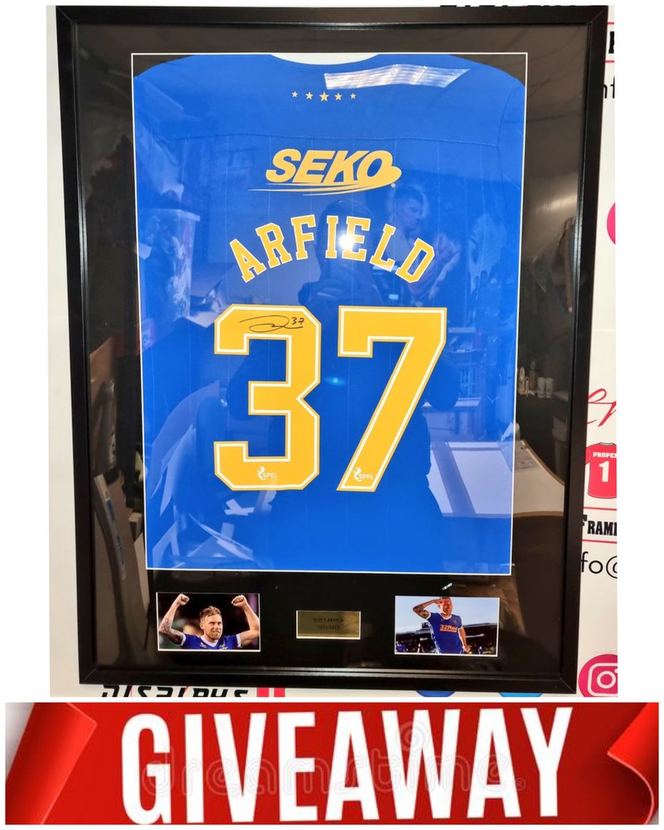 ‼️ Game Day Giveaway ‼️

3 easy steps.
1️⃣ Follow our account
2️⃣ retweet this post 
3️⃣ tag 2 friends in the comments

If Rangers win tonight v Red Star then we will give away this Arfield signed and framed shirt 🇬🇧

#ProperFrameDisplays
#ThePlayersChoice