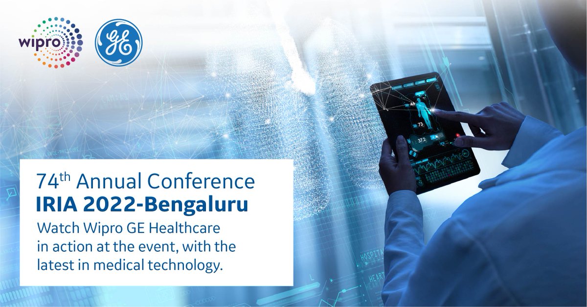 GEHealthCareIN's tweet photo. Catch Wipro GE Healthcare at the 74th Annual Conference of the Indian Radiological and Imaging Association to learn how we are transforming healthcare outcomes. #FutureOfHealthcare #IRIA2022 #IntelligentlyEfficient https://t.co/7GYxbrIvRM
