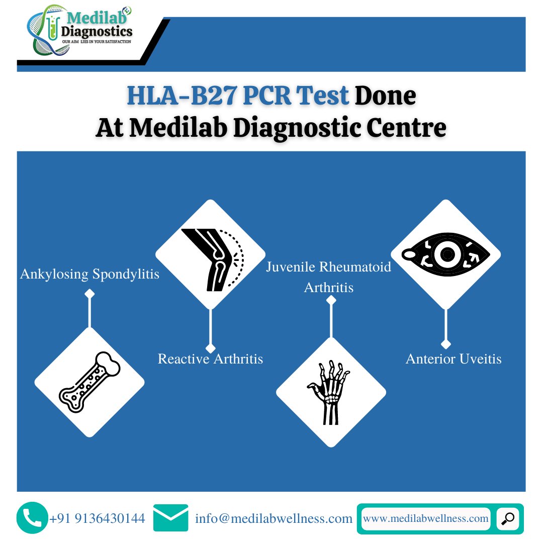 MedilabDC's tweet photo. HLA-B27 PCR test detects the presence of HLA B27 on the surface of cells.
This test helps to detect #autoimmunedisorders associated with #HLAB27.
This test is done by the #PCR method.

For Booking
Whatsapp/Call - +91 9136430144

Get Tested Today.
Book your #test now. https://t.co/4LUBriGrD8