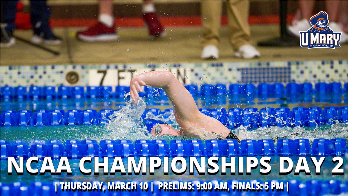 NCAA CHAMPIONSHIPS DAY 2 | <a href="/UMarySwimming/">UMary Swimming & Diving</a> Andrea lee competes in the 200 free at the NCAA championships! 

🗓 Thursday 3/10
⏰ Prelims: 9 am, Finals: 5 pm
📍 Greensboro, NC
💻ncaa.com/liveschedule/2…
📈swimmeetresults.tech/NCAA-Division-…

#HooksUp #LifeAtMary