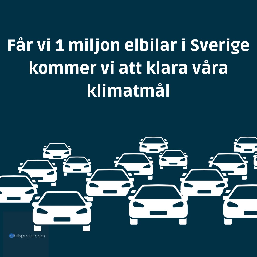elbilsprylar's tweet photo. Sverige har som mål att till 2030 minska utsläppen med 70% i transportsektorn. För att nå dit krävs 1 miljon laddbara bilar. 

#elbil #laddabilen #elbilsladdning #laddbox #laddstation #elbilsprylar https://t.co/KgO3ORIZnn