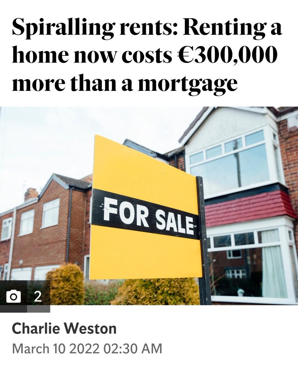 Spiralling rents: Renting a home now costs €300,000 more than a mortgage

▪️the gap is now higher than ever, with the cost of renting over 30 years now up to €297,000 more than a 30-year mortgage for the same property.

#HousingCrisis 
#renters

independent.ie/business/perso…