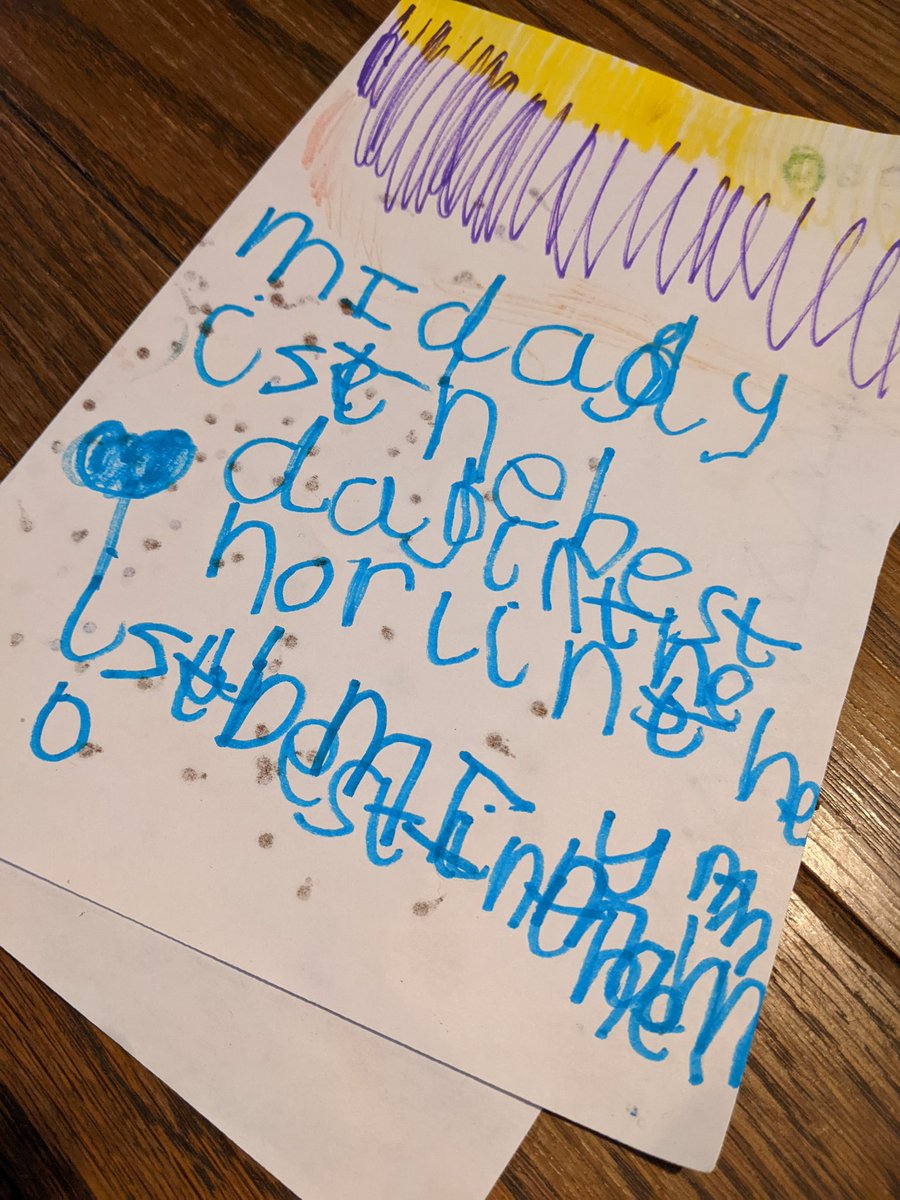 MrsThornton_NSA's tweet image. "My daddy is the best dad in the whole entire universe".

Looks as though Little Miss 4 lost momentum when she got to mammy 😂 No doubt distracted by something!

#bookbagfinds
#receptionwriting
@LettersSounds