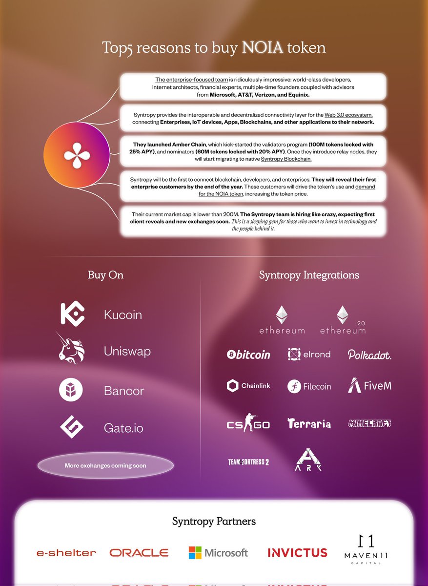 HambaMawandu's tweet photo. Don't forget it $NOIA from @Syntropynet https://t.co/c4tvfeoraL