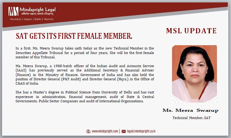 mindspright's tweet photo. SAT GETS ITS FIRST FEMALE MEMBER.

Read More: https://t.co/7G47bnIYAb

#sat #technicalmember #securities #securitiesappellatetribunal #mslupdates #mindsprightlegal #stockmarket #MSL https://t.co/RoGoB4520J