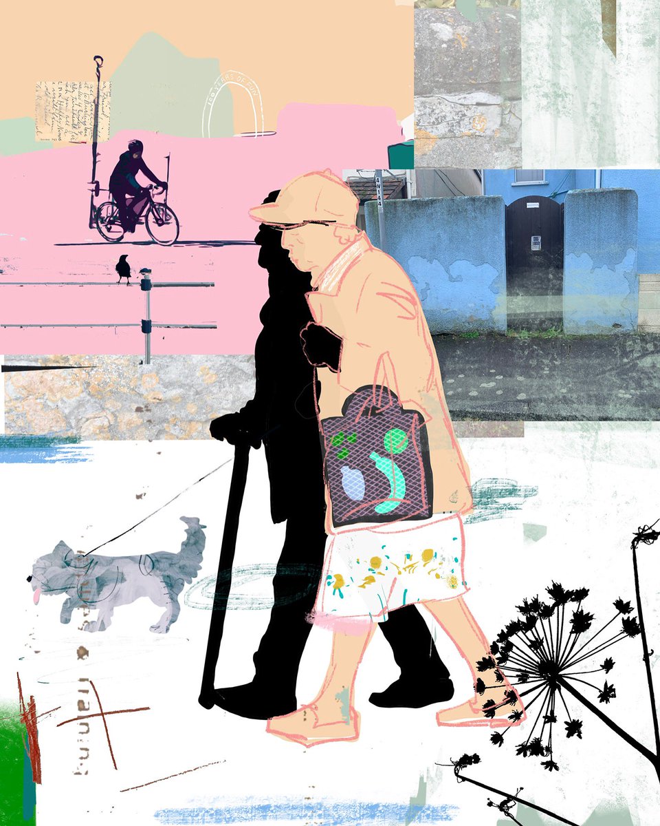 My latest collages created with iPhone and iPad using Procreate. #digitalart #Procreate #dogwalkers #texture #markmaking