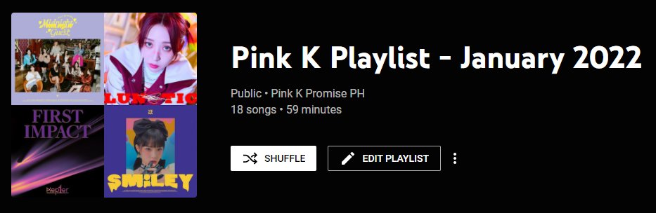 PinkKPromisePH's tweet photo. Hello hello hello! Habang pre-launch pa lang kami, we're releasing our #PinkKPlaylist which will have all releases from kpop girl groups and soloists! Here's for January and February:
Jan: https://t.co/j1Aufy3u78
Feb: https://t.co/ti0wzWVjxI https://t.co/tWrayOswCa