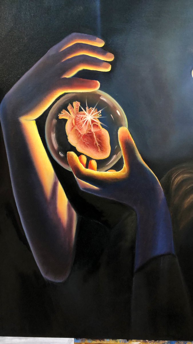 صباح الخير  
احيانا نعجز عن التعبير، نمر بمواقف ومانلقى عبارات مناسبه لوصف مشاعرنا بدقه .  
(( الرسم شعر صامت )) 
اللوحه بألوان الزيت على كانفس مقاس ١٠٠*١٢٠ سم