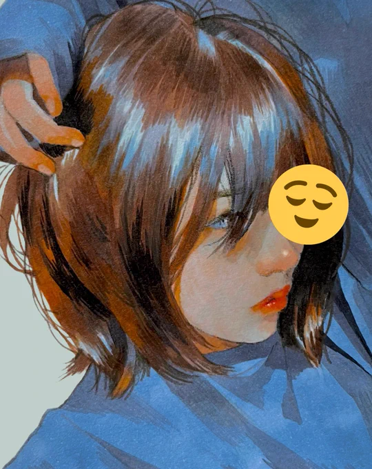 練習で描いたけど自画像すぎた。 