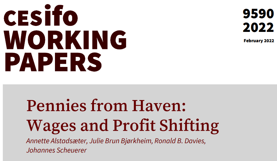 Pennies from Haven: Wages and Profit Shifting | @annette_als / <a href="/JulieBrunB/">Julie Brun Bjørkheim</a> / <a href="/ron_b_davies/">Ron Davies</a> / <a href="/JohannesScheue2/">Johannes Scheuerer</a> | #EconTwitter cesifo.org/en/publikation…
