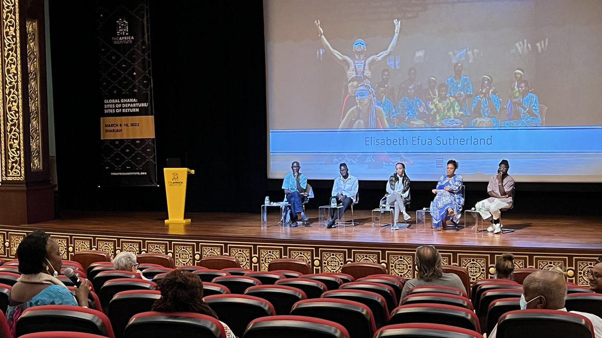theafricainst's tweet photo. Panel 5: 'Global Ghana's Sites of Encounter' brings a dynamic group of artists @LokkoLesley @manifestive @KwesiBotchwaygh  @efuasutherland moderated by @drodurofrimpong to explore the frenetic movement of people, goods, ideas in and out of Ghana that inspire and impact their work https://t.co/o1Hq6xioNc