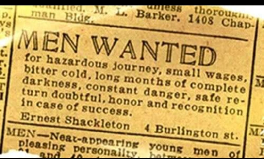 Pochicano's tweet photo. @ramirezmascaro Este es el anuncio que puso #Shackleton en la prensa de la época para buscar tripulación. https://t.co/EHpJz9AAkL