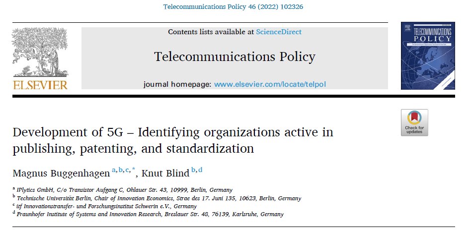 m_buggenhagen's tweet image. I am happy to share my latest publication with @KnutBlind about the technology development of 5G. 

#5G #technologydevelopment #standards 
 
sciencedirect.com/science/articl…