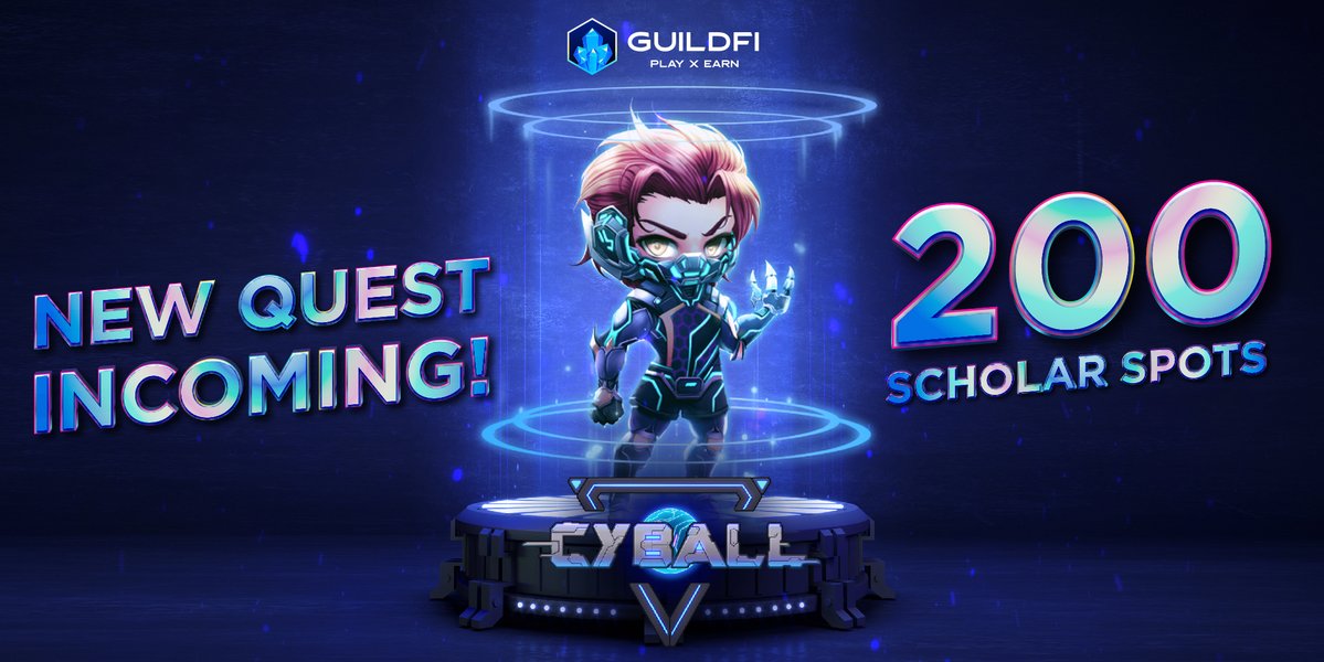 Another week, another Quest!💪

In collab w/ <a href="/CyBallOfficial/">Liveforcrypto</a>, we'll be randomly selecting 200 scholar spots!

Simply complete the quest on GuildFi.com by using GXP that you've accumulated to participate.

Quest starts at 10PM UTC+7 tonight and will run for 48 hours ⏲️