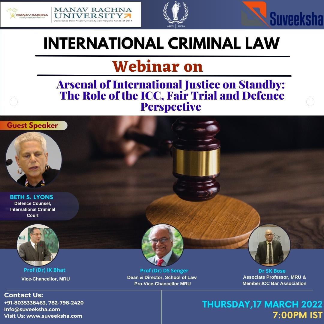 suveeksha_edu's tweet photo. We are delighted to inform you that Suveeksha Eduskills is conducting a webinar in collaboration with the International Criminal Court Bar Association and Manav Rachna University.
Register now: https://t.co/qSYxGH5Gkw

#suveeksha #lawfirm #law #iccba #criminallaw https://t.co/UVAECLco8k