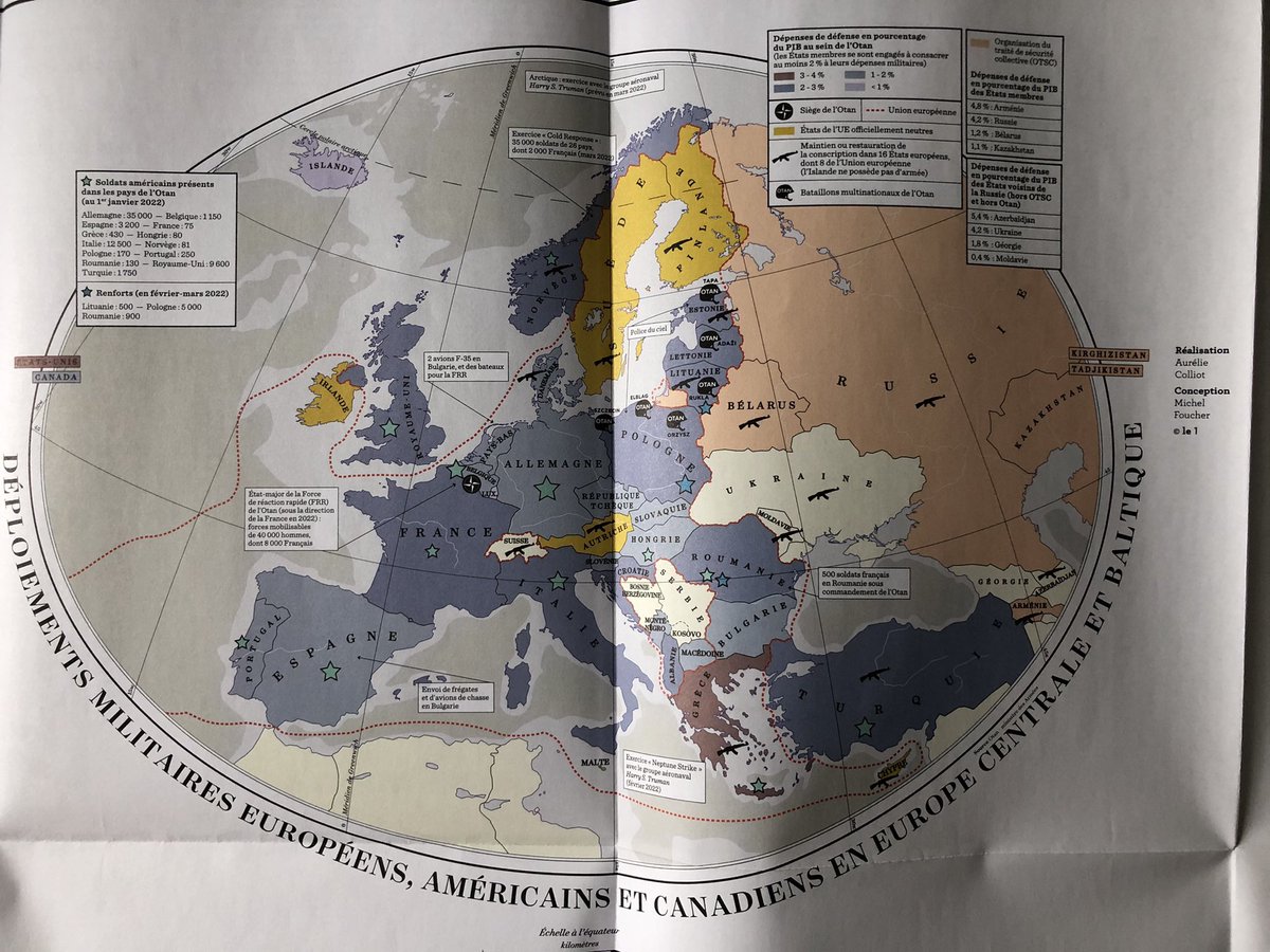 Comment l’agression de Poutine en Ukraine a fait naître l’Europe géopolitique. L’analyse en profondeur de Michel Foucher est dans <a href="/Le1hebdo/">Le 1</a>, avec la carte minutieuse des forces de l’OTAN. Pour comprendre.