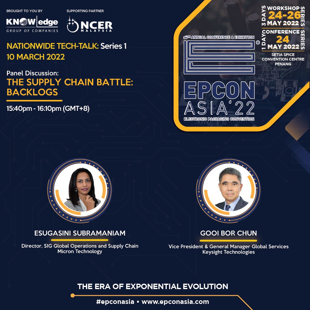 Epcon_Asia's tweet photo. Our next panel discussion for EPCON Asia Meet Up is on " The Supply Chain Battle - Backlogs." This session starts at 3.40 p.m. till 4.10 p.m.
Join us to get further insights from our key panelists. https://t.co/kOF6UTkORE