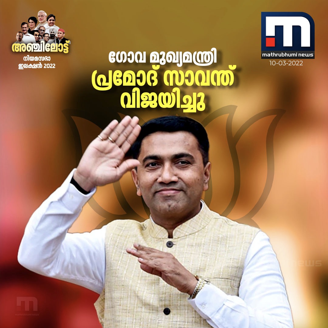 mathrubhuminews's tweet photo. ഗോവ മുഖ്യമന്ത്രി പ്രമോദ് സാവന്ത് വിജയിച്ചു
#MathrubhumiNews #Goa #Electionresultupdate #Goaassemblyelection #AmitPalekar #BJP #AAP #TMC #Congress https://t.co/5e5wGGt7Oz