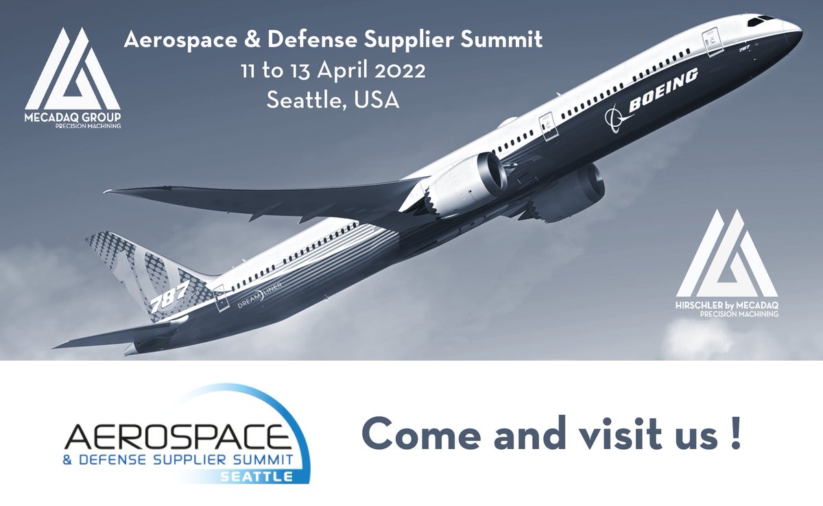 MECADAQ GROUP (@mecadaqgroup) on Twitter photo Please visit us at the #Aerospace & #Defense Supplier Summit 2022, April 11th to 13th, in #Seattle.
A great opportunity to meet the <a href="/MecadaqGroup/">MECADAQ GROUP</a> team and celebrate the return of in-person events.
We hope to see you there ! Please visit us at the #Aerospace & #Defense Supplier Summit 2022, April 11th to 13th, in #Seattle.
A great opportunity to meet the <a href="/MecadaqGroup/">MECADAQ GROUP</a> team and celebrate the return of in-person events.
We hope to see you there !