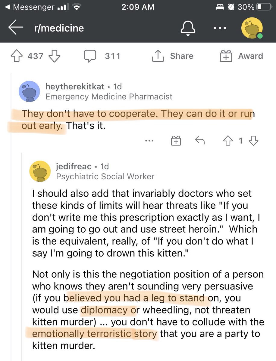 SpeakPain2Power's tweet photo. More of the terrible #doctors being terrible to #fibromyalgia patients, which letโs not forget are mostly #women. They are seen in these tweets #ForceTapering us off our meds, gleefully, not caring if #pain #patients turn to the street and live or die. #SafeSupply #Overdose #Bias https://t.co/WiWKbWEqSv