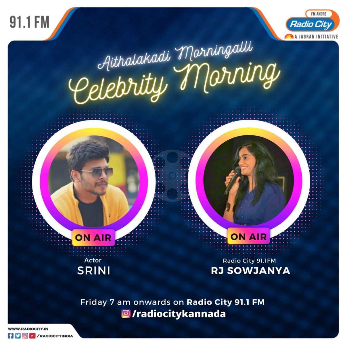 lordmgsrinivas's tweet photo. ನಾಳೆ ಬೆಳಿಗ್ಗೆ 7-11 with #RJSRINI
ನಿಮ್ಮ @radiocityindia ಅಲ್ಲಿ https://t.co/Q46zpQIU2l