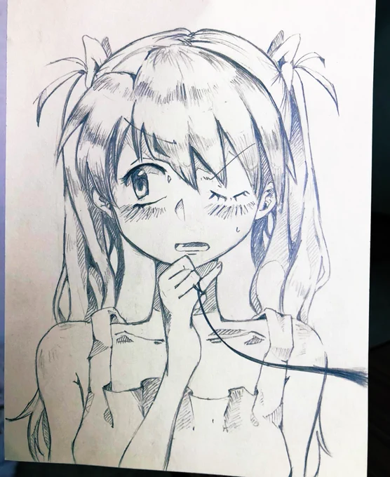 乙女なアスカ描きました #エヴァンゲリオン #アスカ #イラスト #絵描きさんと繋がりたい #アナログ絵